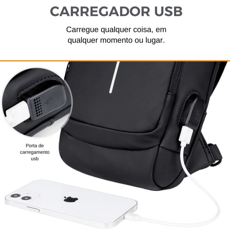 Mochila Compacta Resistente a Água Com Trava Numérica Anti-Furto | Crossbody